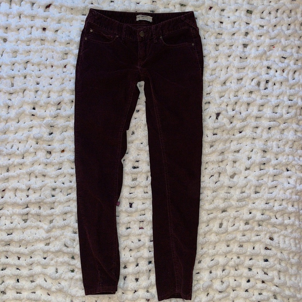 Free People Stretch Low-Rise Skinny Corduroy Maroon 28 - Picture 1 of 13